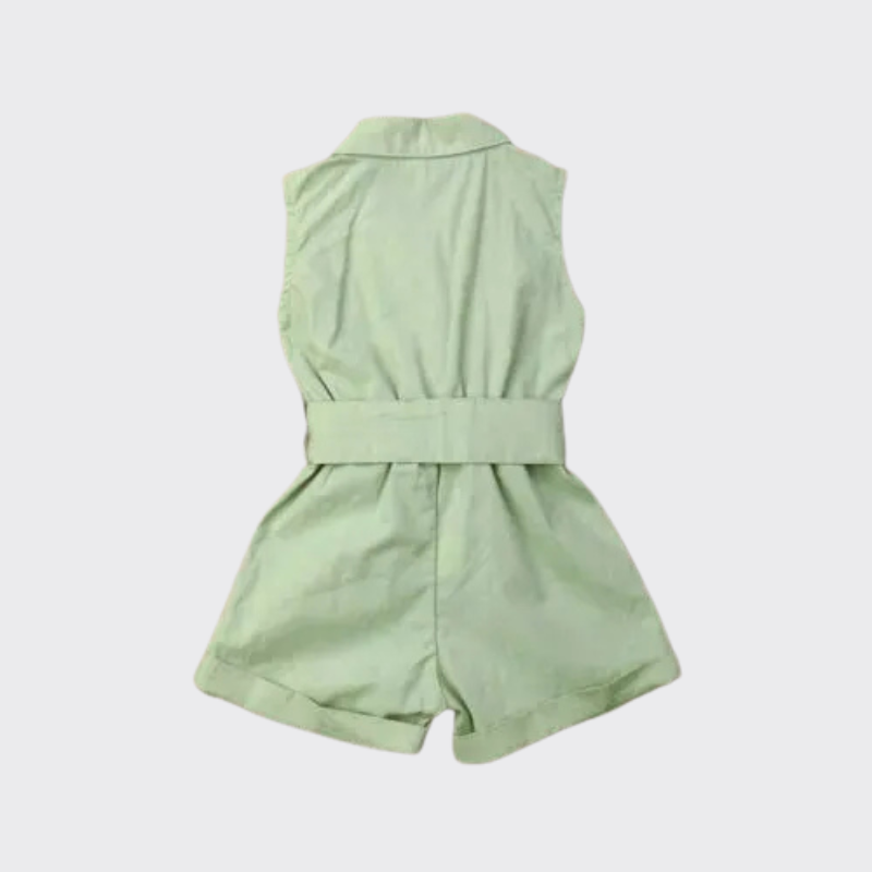 Sleeveless Bow tie romper green back