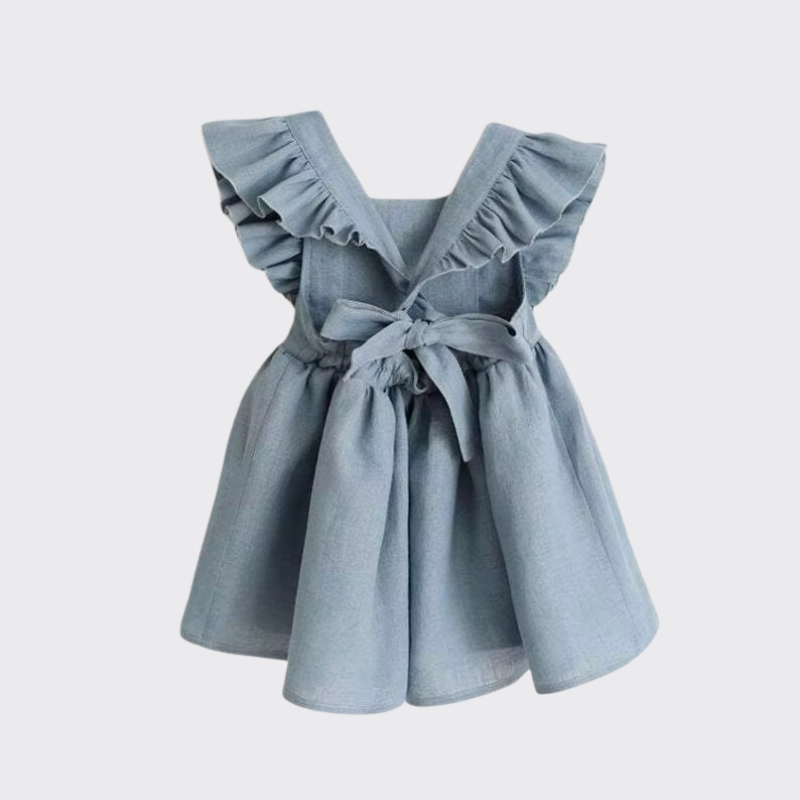 BLUE RUFFLE DRESS BACK