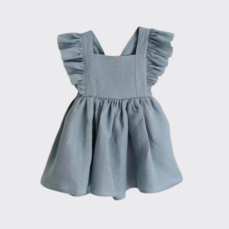 BLUE RUFFLE DRESS FRONT