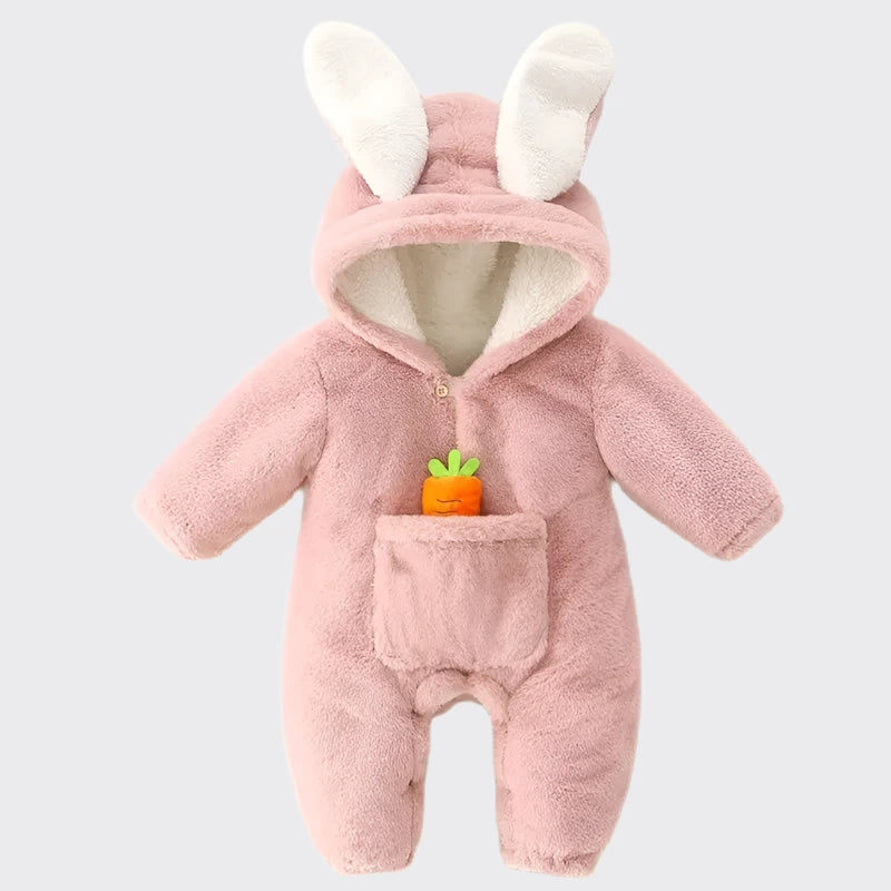 Baby Bunny Fleece Romper in pink