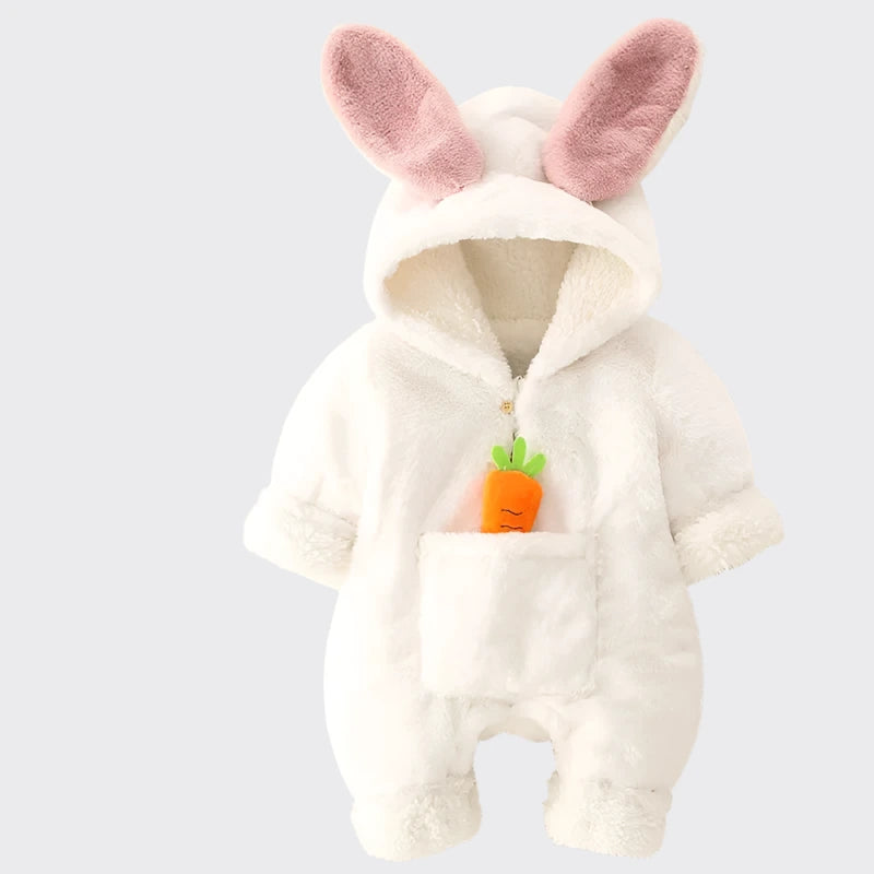 Baby Bunny Fleece Romper in white