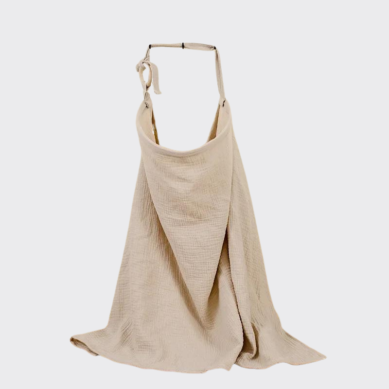 Beige muslin nursing cover