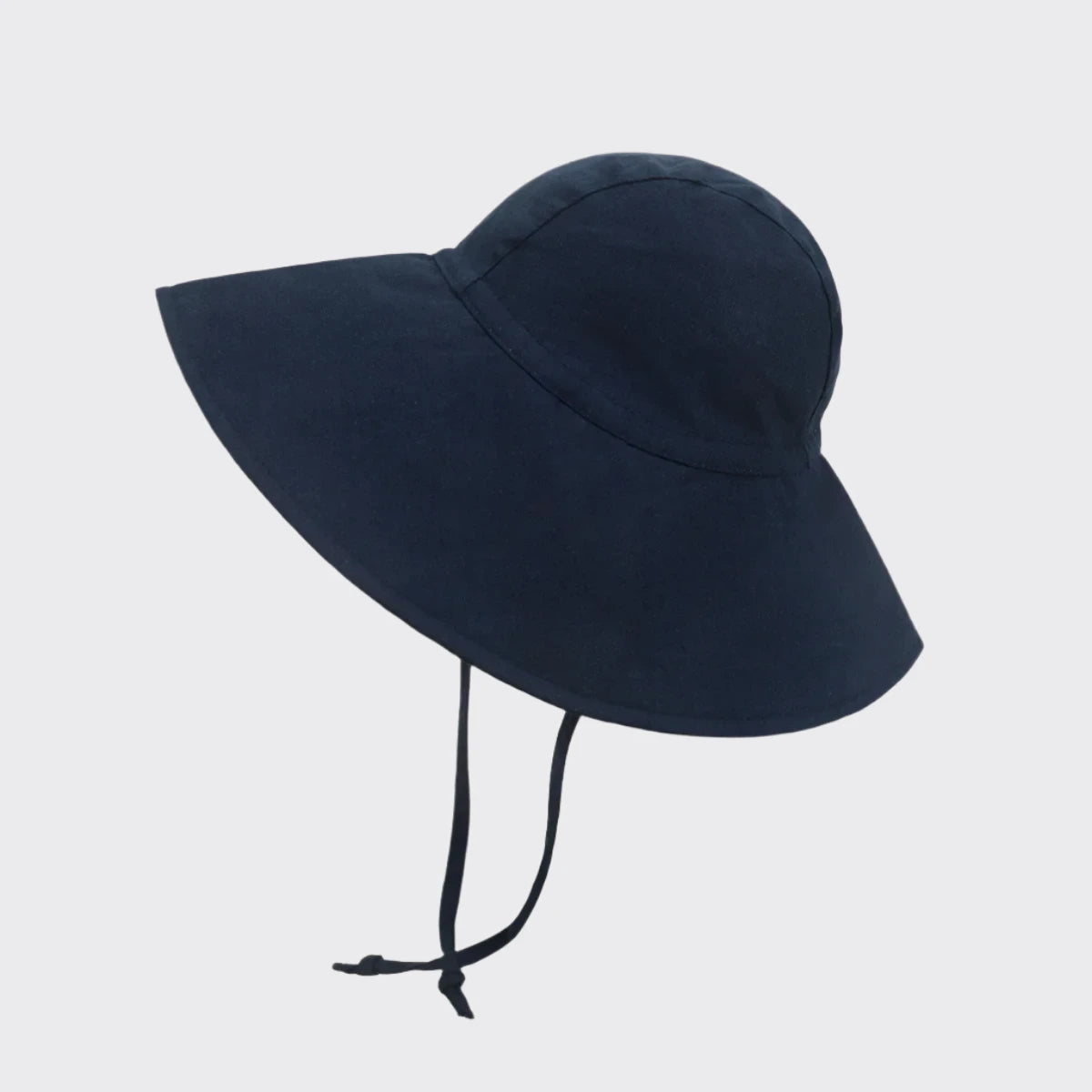 Blue linen sun hat side profile