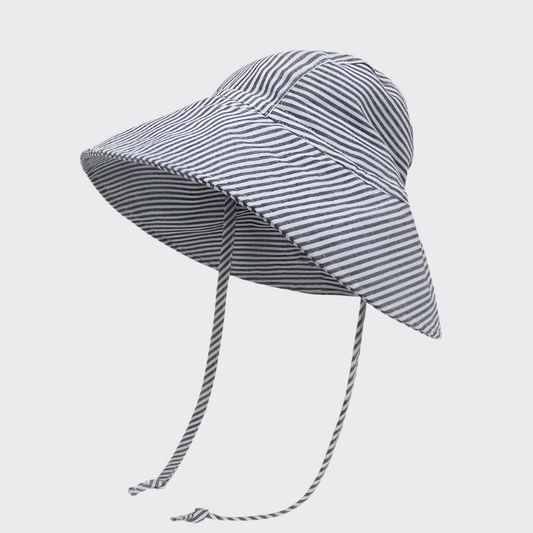 Blue striped linen sun hat