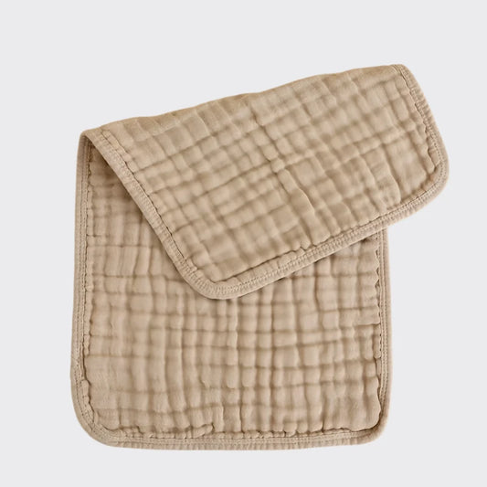 Brown colored muslin burp cloth