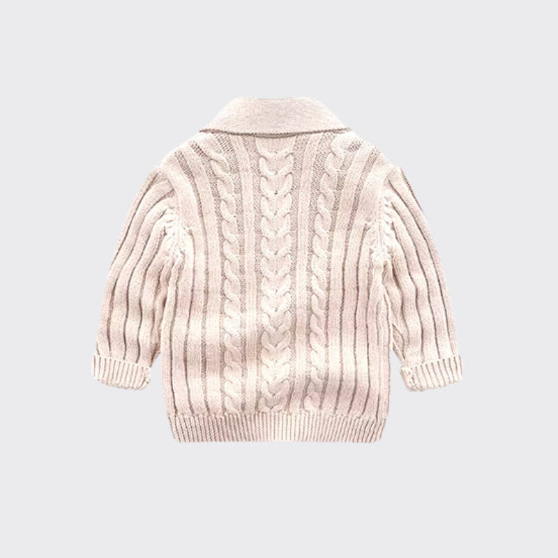 Cable knit cardigan beige back