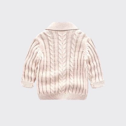 Cable knit cardigan beige back