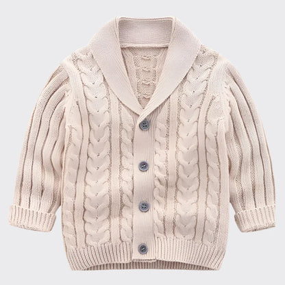 Cable knit cardigan beige front