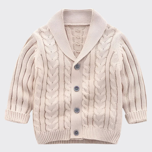 Cable knit cardigan beige front