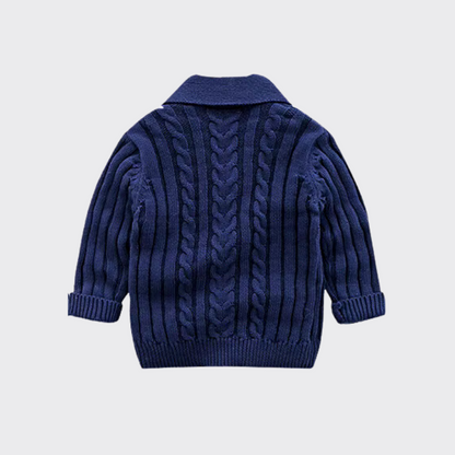 Cable knit cardigan blue back