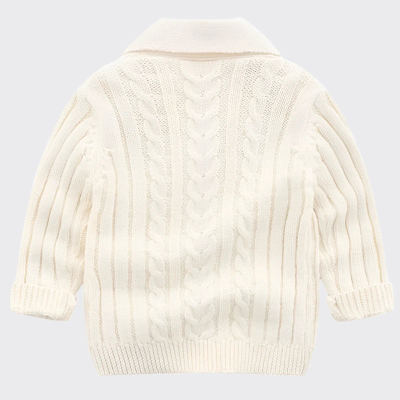 Cable knit cardigan cream back