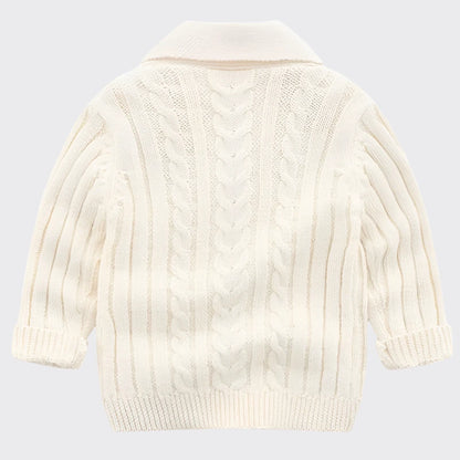 Cable knit cardigan cream back