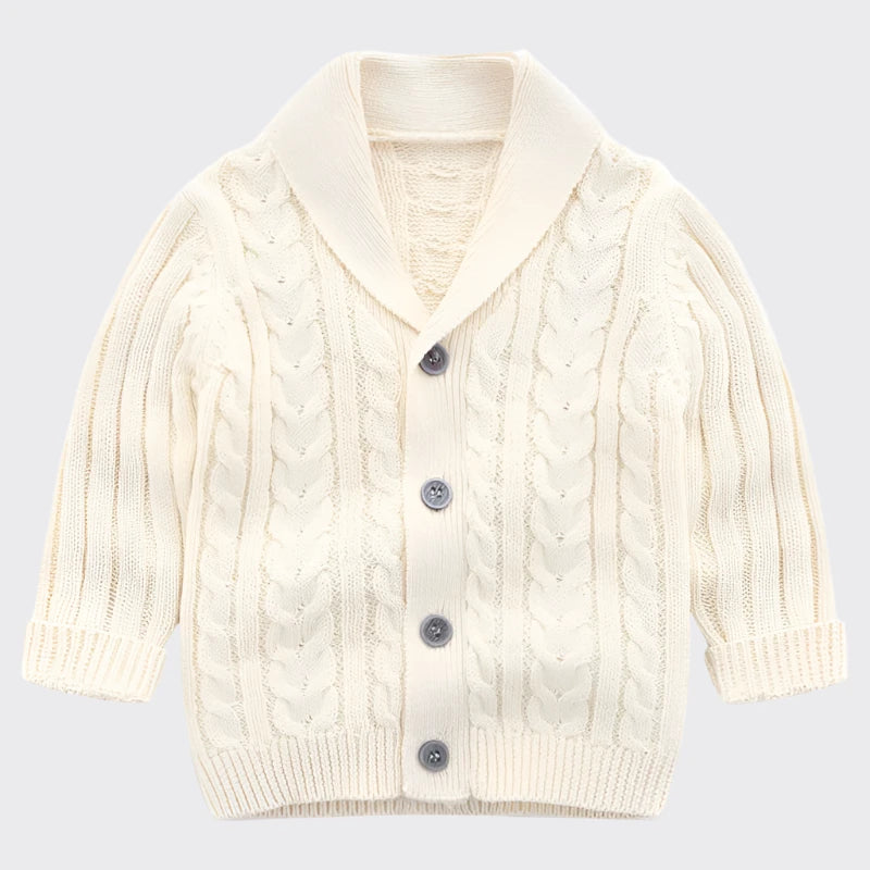 Cable knit cardigan cream front