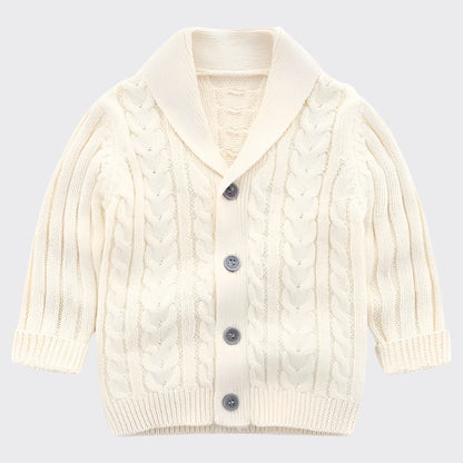 Cable knit cardigan cream front