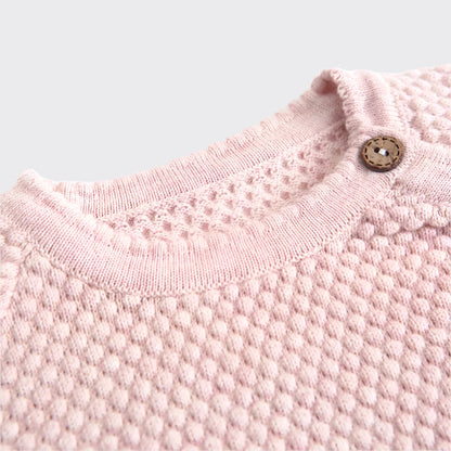 Close up of pink sweater collar