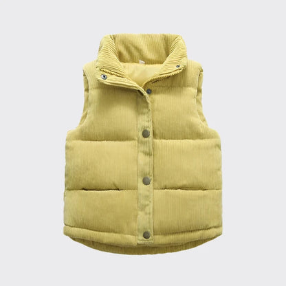 Corduroy puffer vest yellow