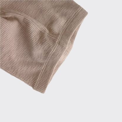 Cotton pajama pants in khaki close up