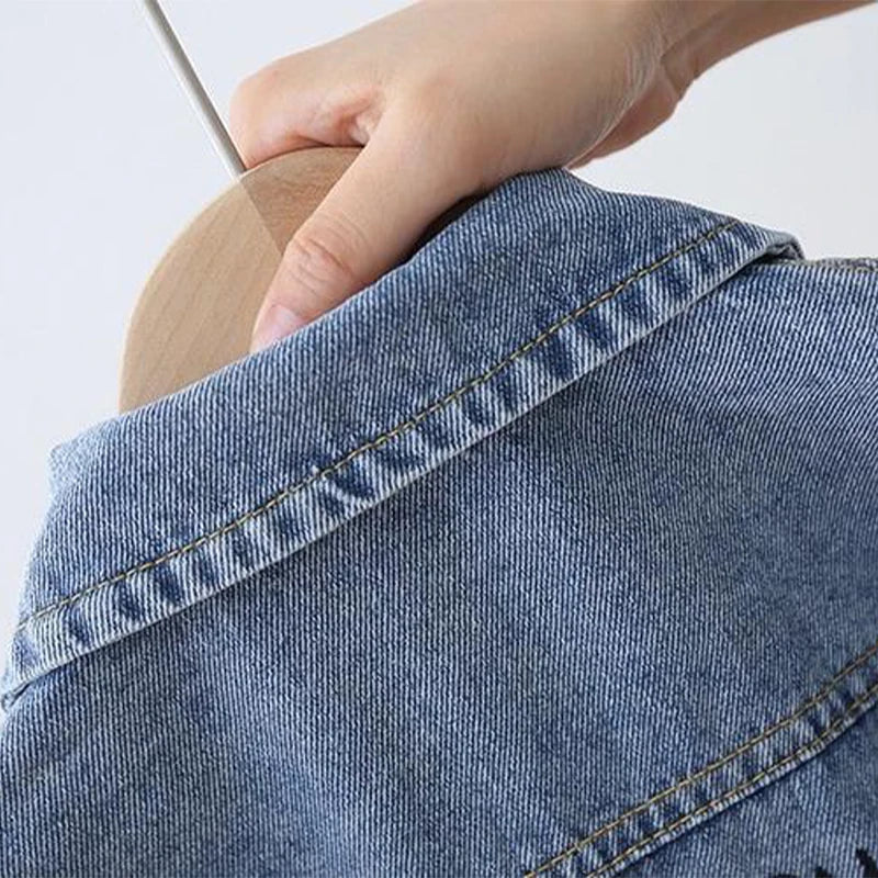 Denim jacket close up of the collar