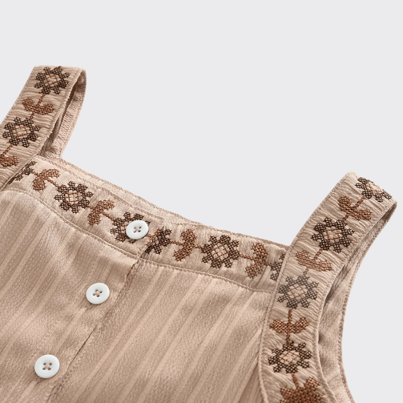 Embroidered top Brown