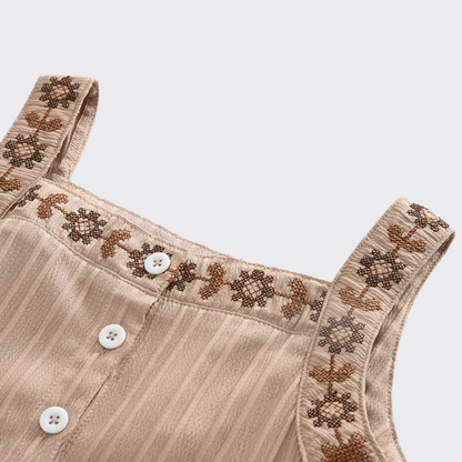 Embroidered top Brown