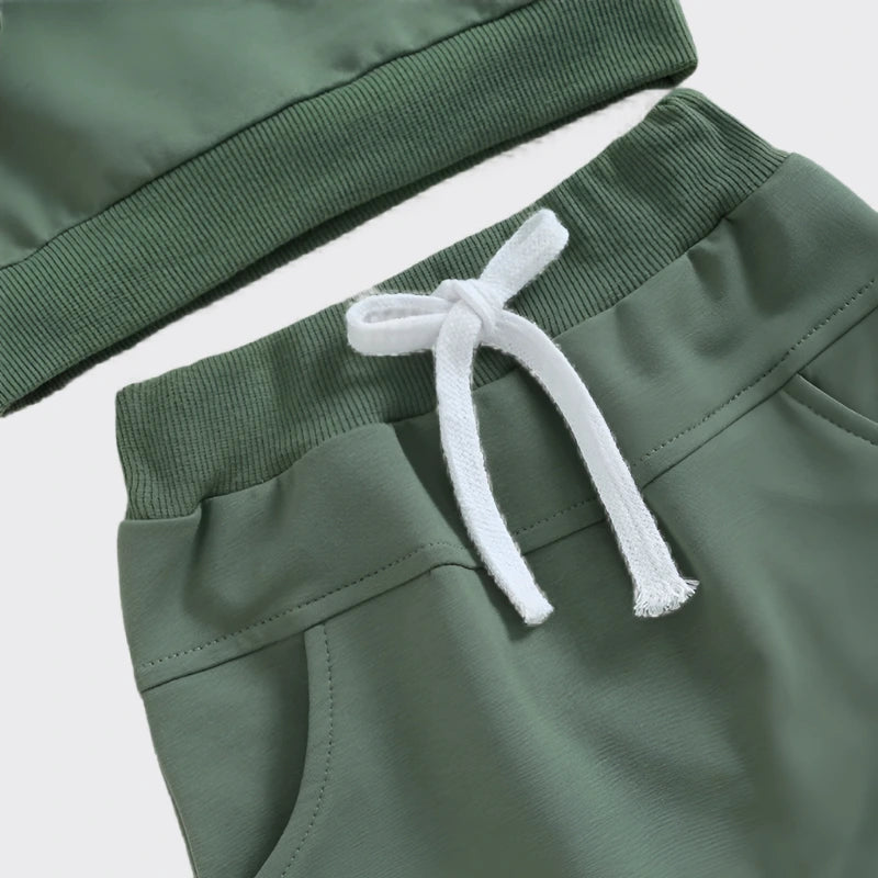 Green Sweatshirt Tracksuit - waistband drawstring