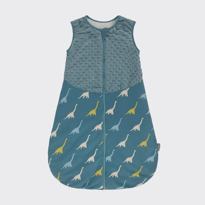 Green sleepsack with dinosaur design front