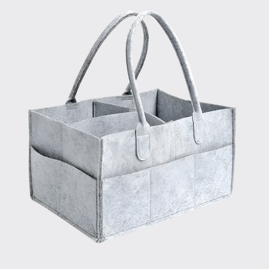 Grey felt diaper caddie