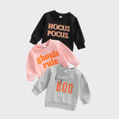 Halloween sweatshirts in black pink and grey