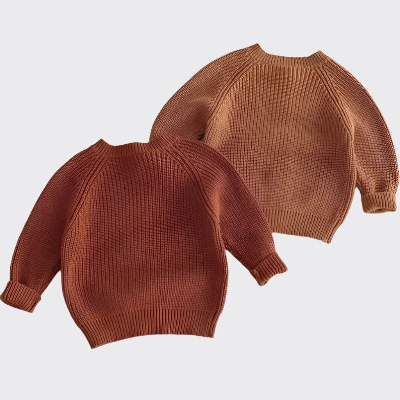 Knitted cardigans in brown and copper backs