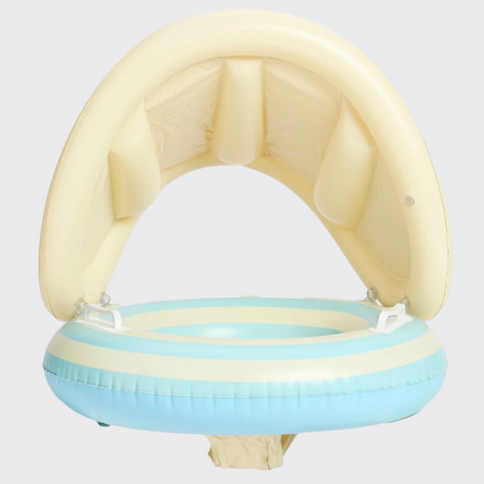 Pool floaty with detachable sunshade blue