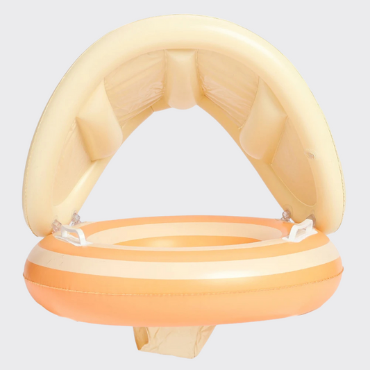 Pool floaty with detachable sunshade creamsicle