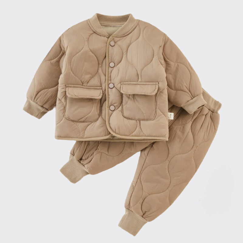 Quilted jacket and trousers in beige