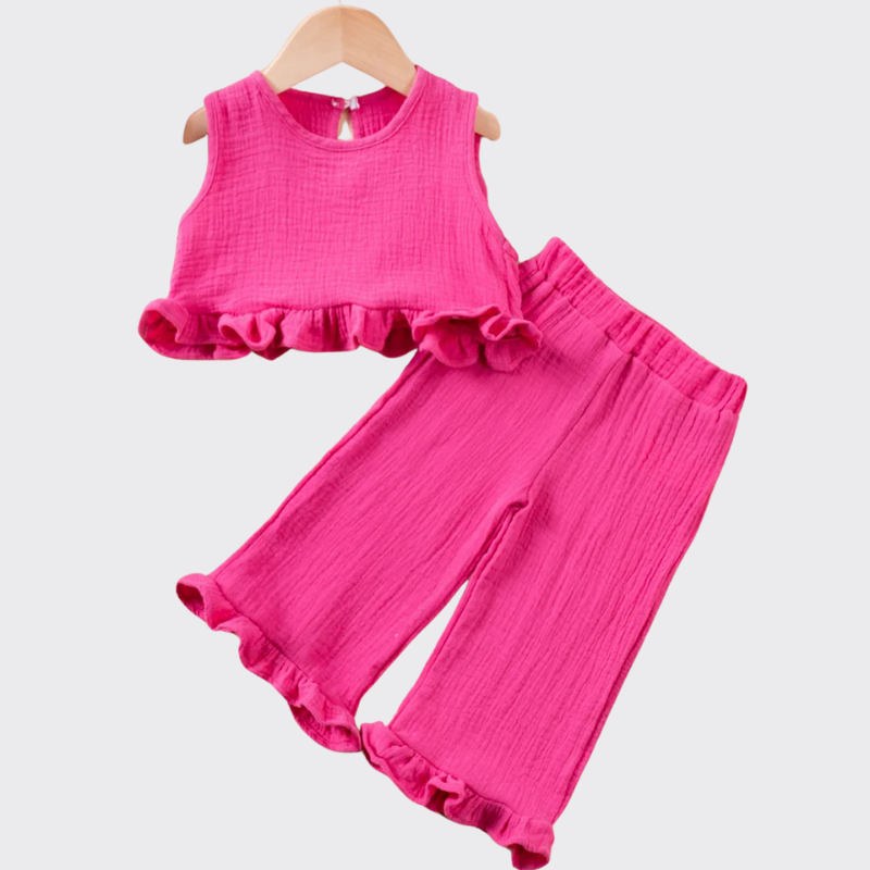 Ruffle Top & Pants Set Pink