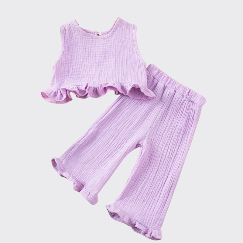 Ruffle top & pants set Purple