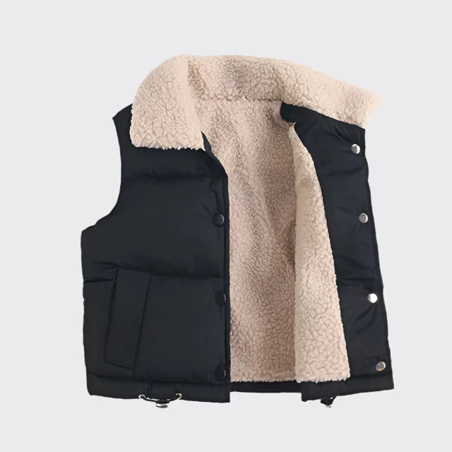 Sherpa lined puffer vest black