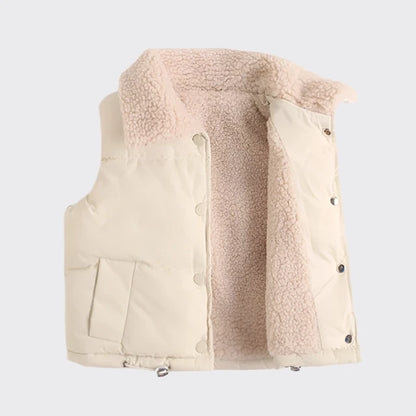 Sherpa lined puffer vest cream