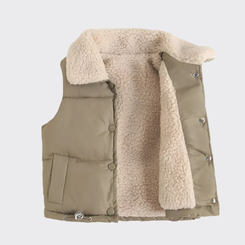 Sherpa lined puffer vest green