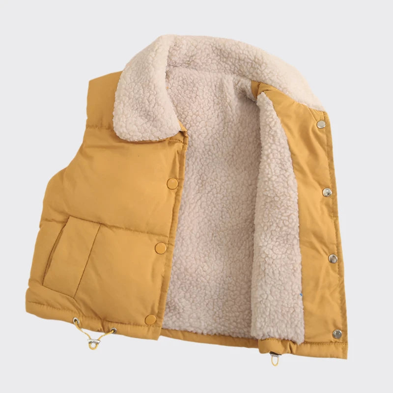 Sherpa lined puffer vest yellow