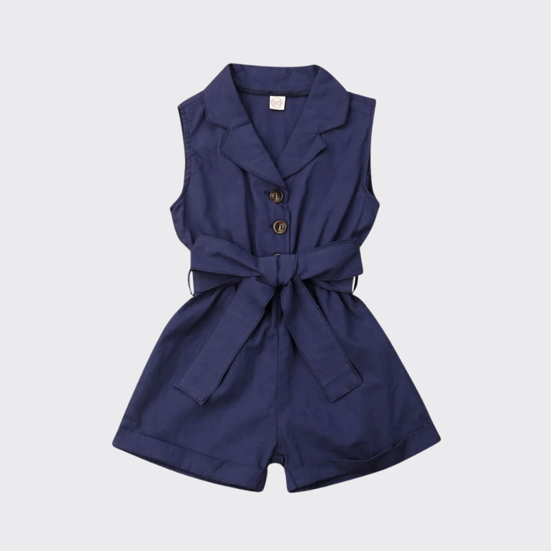 Sleeveless Bow tie romper blue