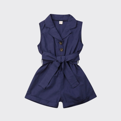 Sleeveless Bow tie romper blue