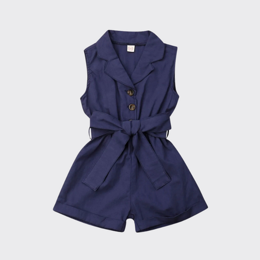 Sleeveless Bow tie romper blue