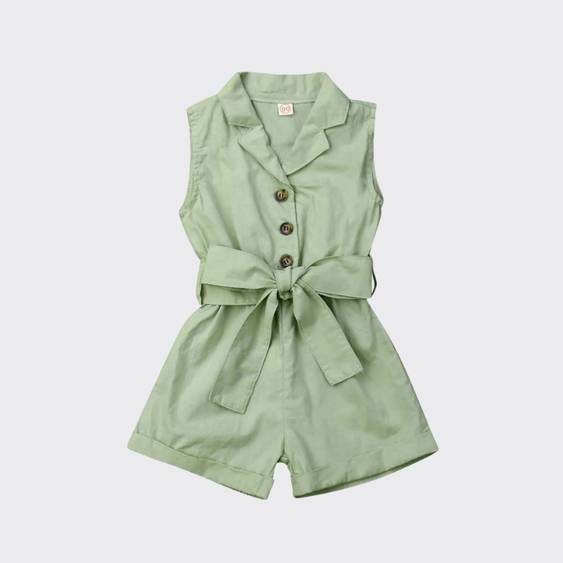 Sleeveless Bow tie romper green