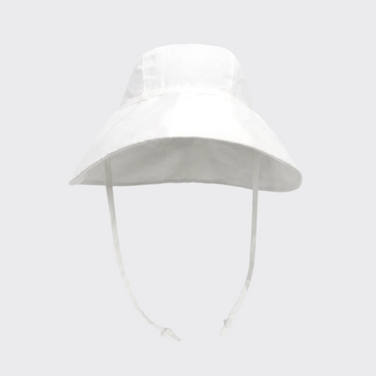 White linen sun hat front profile