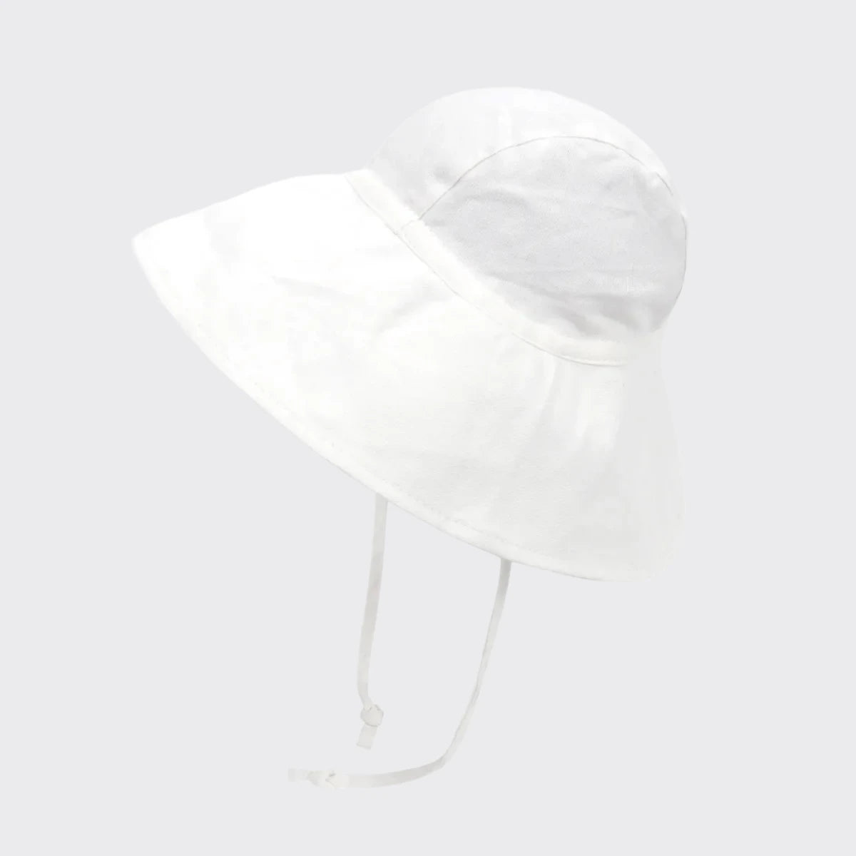 White linen sun hat side profile