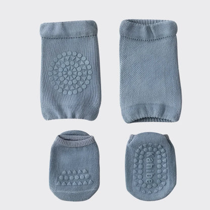 anti-slip socks and knee pads blue