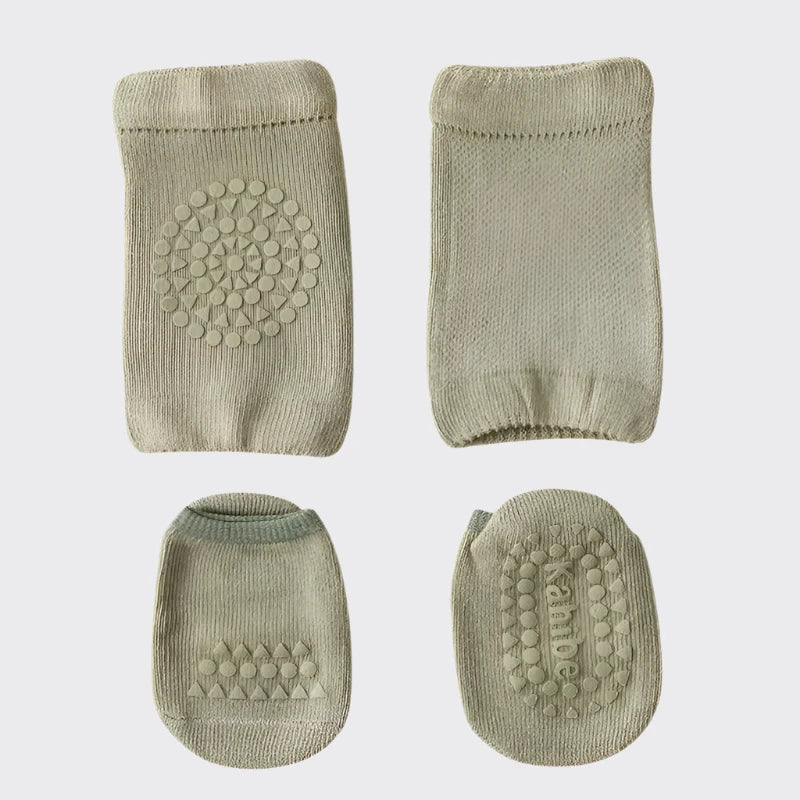 anti-slip socks and knee pads green