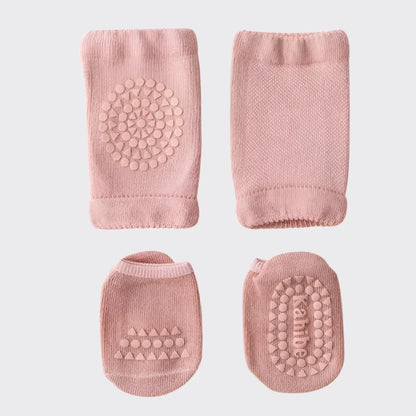 anti-slip socks and knee pads pink